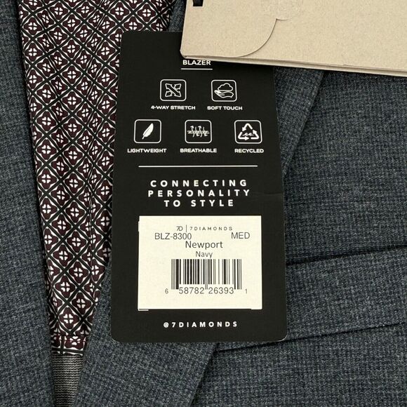NWT 7 Diamonds Men's Newport Twill Blazer Sport Coat Navy Medium 40R - Picture 11 of 16